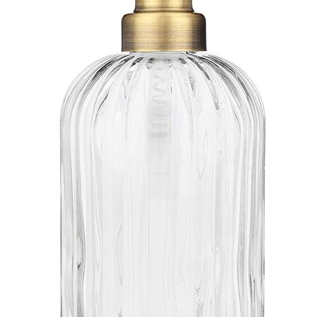 Rail19 Fluted Glass Nouveau Soap Dispenser with Metal Soap Pump for The Kitchen and Bathroom Great for Lotions and Liquid Hand Soaps (Brass)