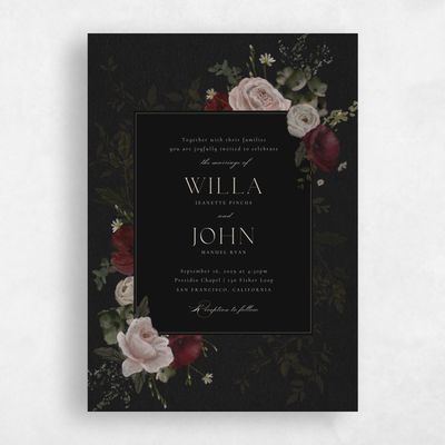 Black Wedding Invitation - Bourgeon Portrait