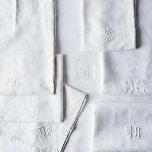 Vintage White Monogrammed French Napkins