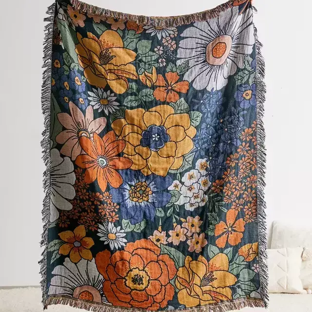 Valley Cruise Press Midnight Bloom Woven Throw Blanket