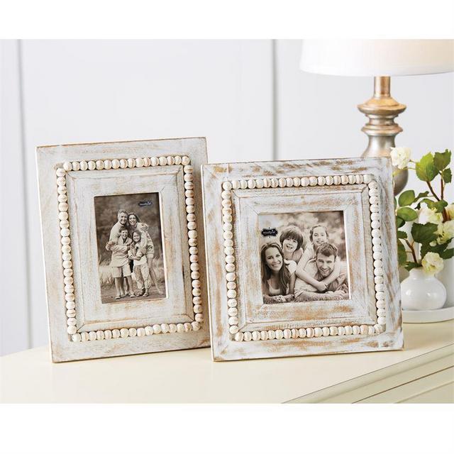 White-Washed Square Beaded Frames