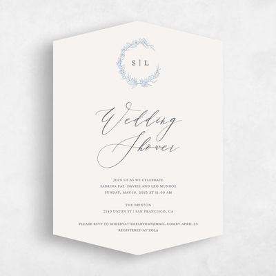 Beige Diamond Wedding Wedding Shower Invitation - Goundry Wreath