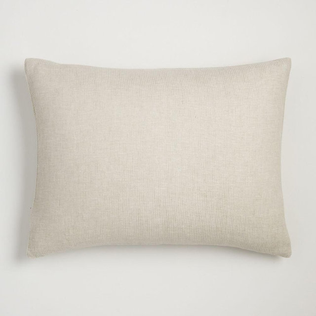 European Flax Linen Mini Waffle Duvet, King Sham, Natural Flax