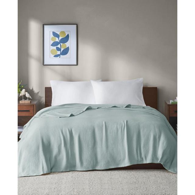 Madison Park Freshspun Basketweave Cotton Blanket, Full/Queen