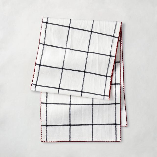 Holiday Windowpane Plaid Table Runner Railroad Gray/Red - Hearth & Hand™ with Magnolia