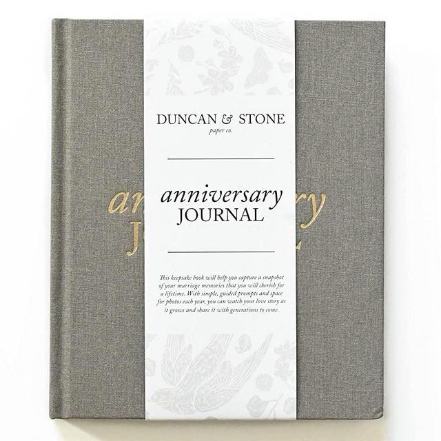 Anniversary Journal by Duncan & Stone - Taupe | Wedding Journal Book for Couples | Marriage Scrapbook Gift | Memory Gifts for Couples | Keepsake for Anniversaries