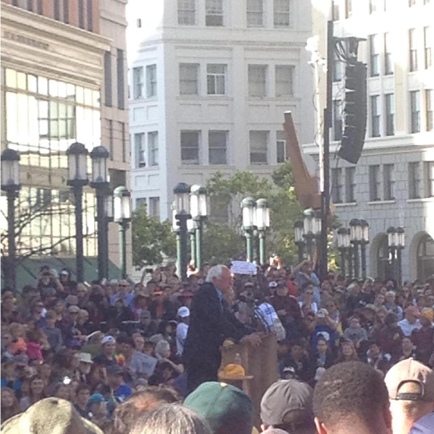 The Bernie rally at the site of the Obama Rally in Oakland. He filled the place!