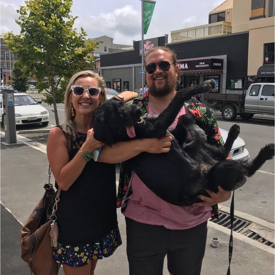 Dogs are life - snap of us with Roofus (Huxley's brother and groomsman Dave's pup)