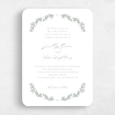 Green Rounded Wedding Invitation - Vienna Classic