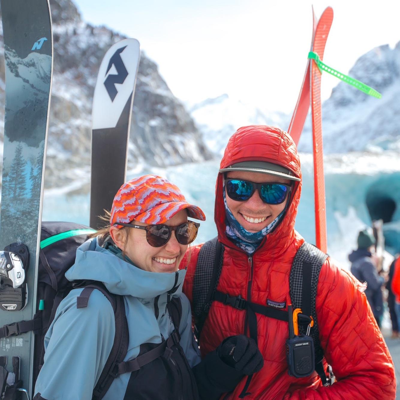 All smiles after skiing the Valle Blanche
