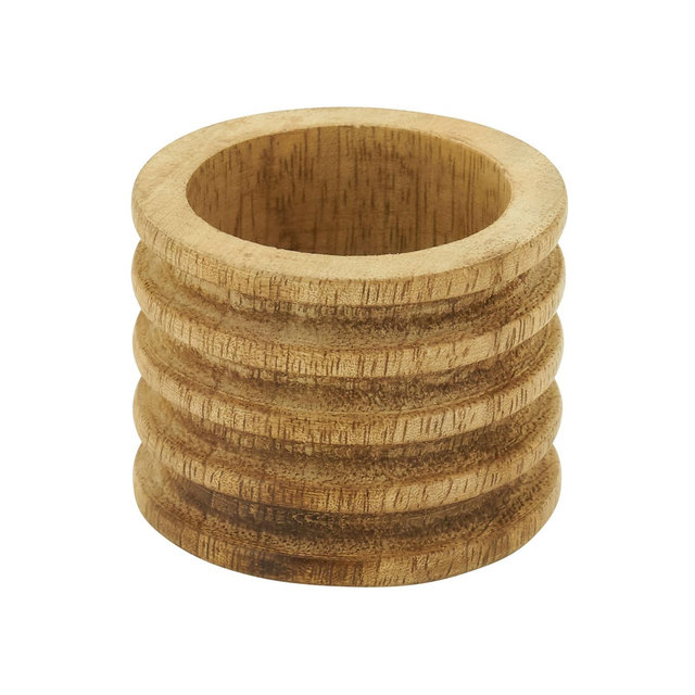 Saro Lifestyle Napkin Rings with Wood Ribbed Design , Beige
