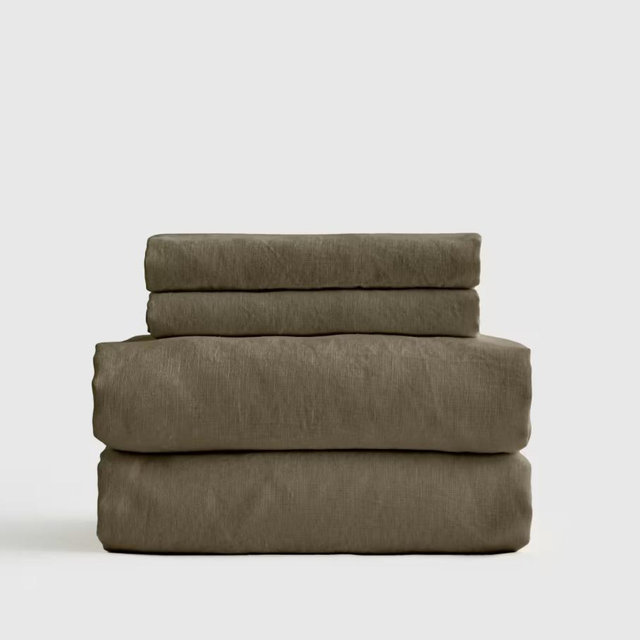 Organic Brushed Cotton Sheet Set - Queen, Dusty Olive