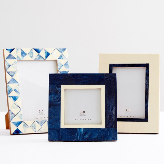 Eclectic Bone Frames, Navy/Ivory, Set of 3