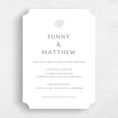 White Ticket Wedding Invitation - Morelos Classic
