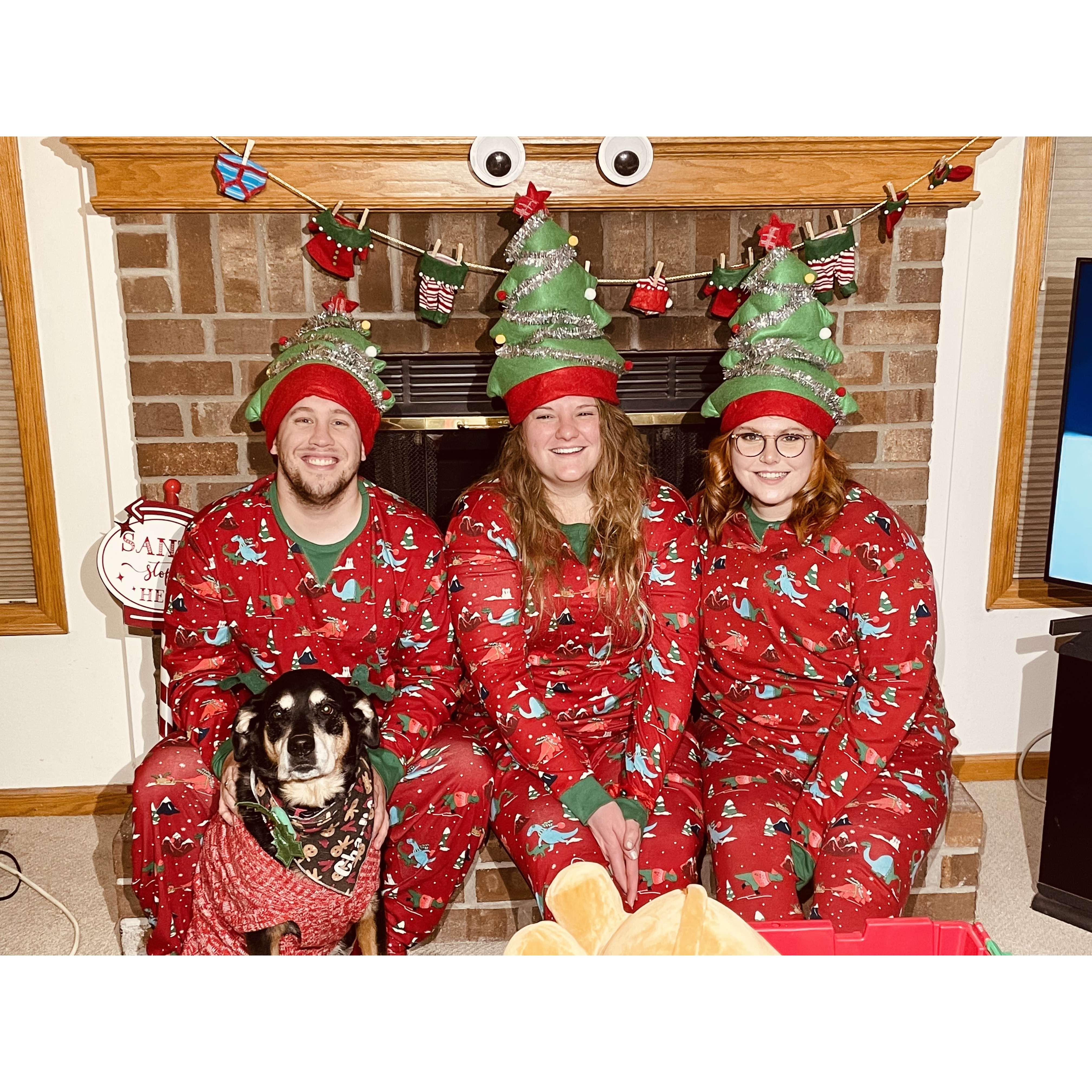 Christmas card 2021 with special guest, MOH, Chloe, and ring bearer, Charlie!