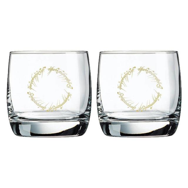 Lord of The Rings Fellowship of The Ring Whiskey Glasses The One Ring Gold Cocktail Glass 2 Pack 10 Oz