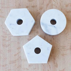 Carrera Marble Pentagon Candle Holder with Leather Backing