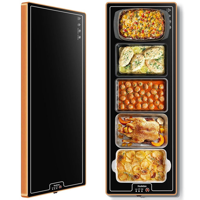Warming Mat for Food,Extra Long 47"x12",Tempered Glass Warming Tray, Black | Keep Food Warm,Electric Food Warmers for Parties Buffet & Daily Use,Build-in Thermostat,Temperature Control,Full Surface Warm
