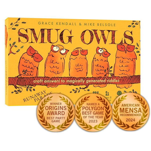Smug Owls Card Game - A Hilarious & Creative Riddle-Solving Party Game for Kids and Adults | Fun for The Whole Family | 8+ | 15-20 min | 3-15 players