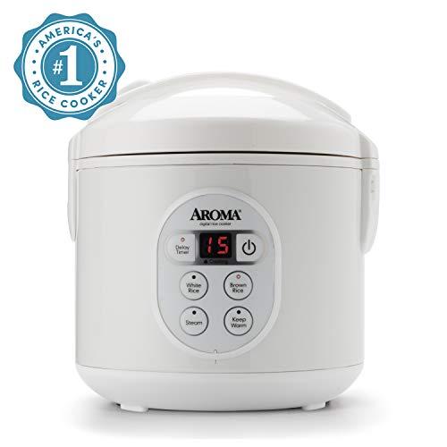 Aroma Housewares 8-Cup (Cooked) (4-Cup UNCOOKED) Digital Rice Cooker and Food Steamer (ARC-914D),White