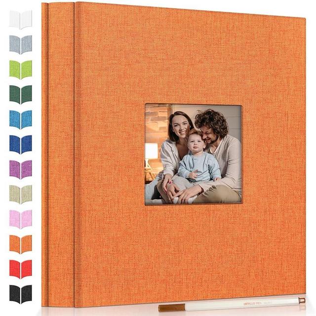 Artfeel Photo Album Self Adhesive Scrapbook Album for 3x5 4x6 5x7 8x10 Pictures,40 Pages Linen Cover with Display Window DIY Photo Book,Ideal Gifts for Family Travel Wedding Baby