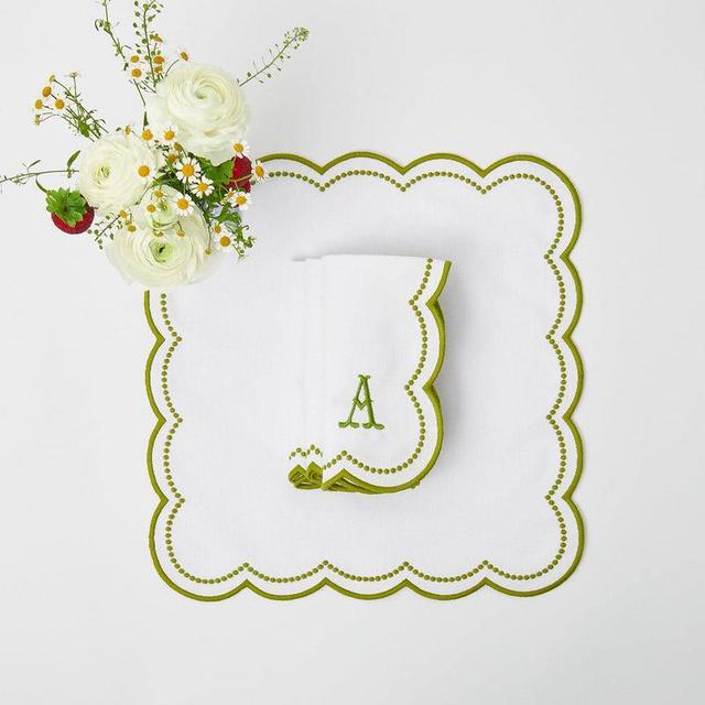 Elsa White & Green Napkins (Set of 4)
