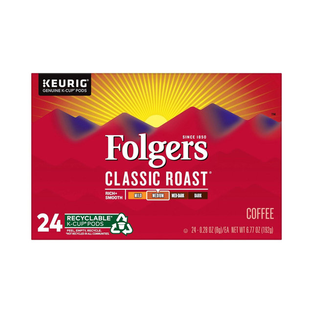 Folgers Classi Medium Roast Coffee - Keurig K-Cup Pods - 24ct