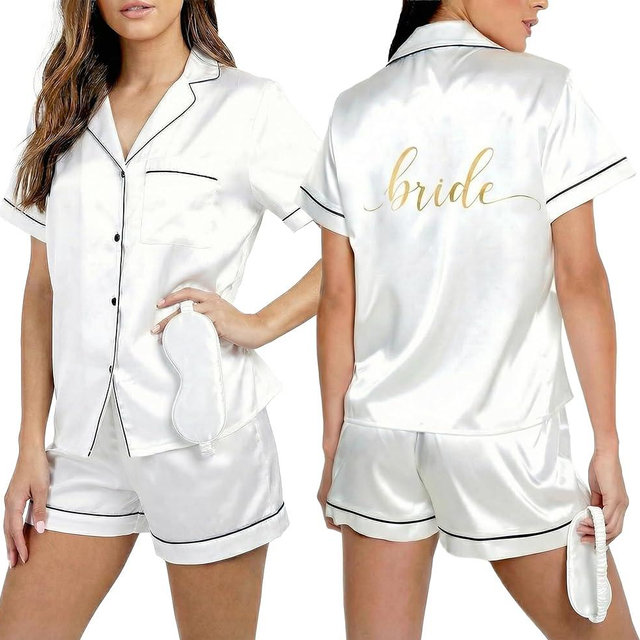Heather & Willow Bride Pajamas Set + Eye Mask | Bridesmaid Proposal Gifts, Bridesmaid Pajamas PJ Set, Wedding Bride Robe