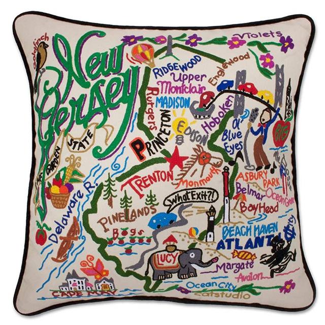 Catstudio New Jersey Embroidered Decorative Throw Pillow | Beautiful Award Winning Home Decor Artwork | Great for The Living, Family, Bed Rooms