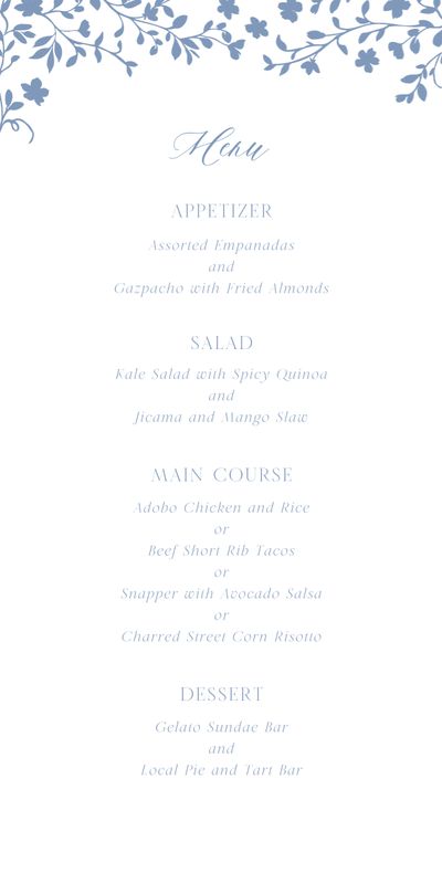 Blue Oval Wedding Menu - Ysabeau