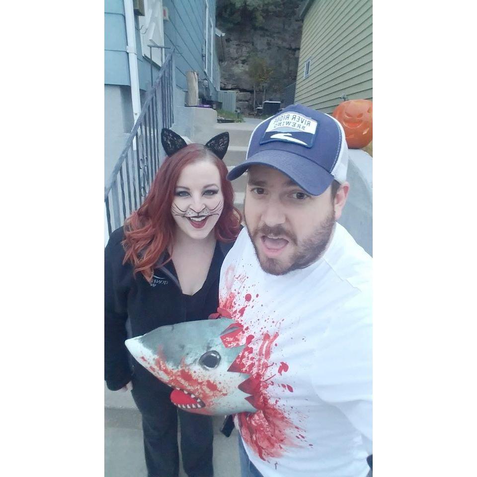 Halloween 2018 - All the kids trick-or-treating thought Mike really had a shark coming through his chest.