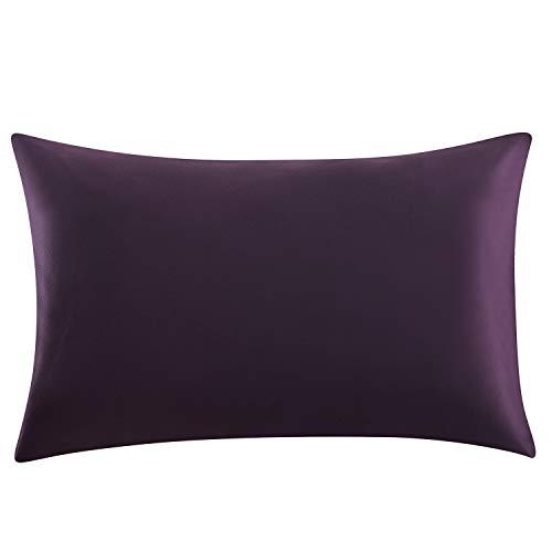 ZIMASILK 100% Mulberry Silk Pillowcase for Hair and Skin Health,Both Sides 19 Momme Silk,1pc (Queen 20''x30'', Eggplant Purple)