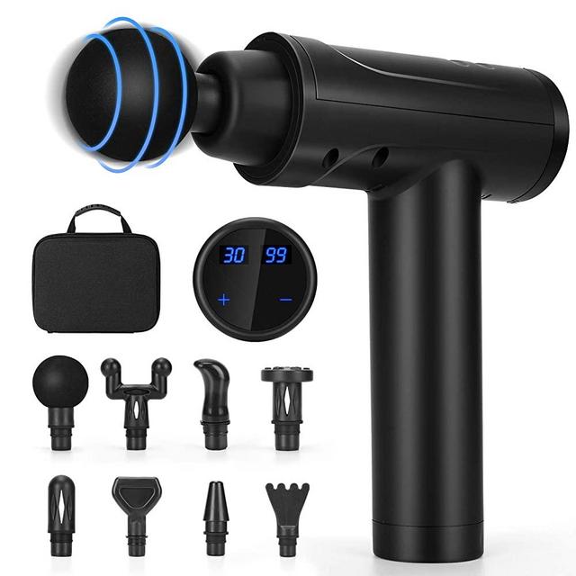 Muscle Massage Gun Deep Tissue for Athletes,Portable Body Neck Back Muscle Massager for Pain Relief with 8 Massage Heads 30 Speed