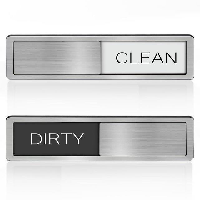 Dishwasher Magnet Clean Dirty Sign - Stainless Steel Dishwasher Magnetic Sign - Clean & Dirty Dishwasher Slider Easy to Indicator - Kitchen Gadgets