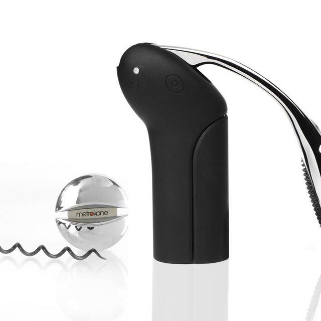 Rabbit R1-06301A, Velvet Black Metrokane Vertical Lever Style Wine Corkscrew with Foil Cutter, 5 1/2w x 2 1/2d x 6h