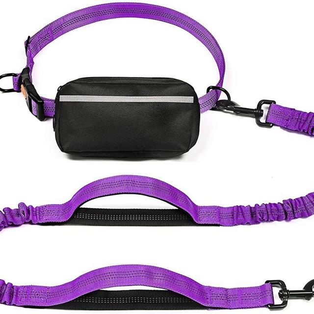 iYoShop Hands Free Dog Leash with Zipper Pouch, Dual Padded Handles and Durable Bungee for Small Medium and Large Dogs (Small: 8-18 LBS, Medium/Large: 18-150 LBS)