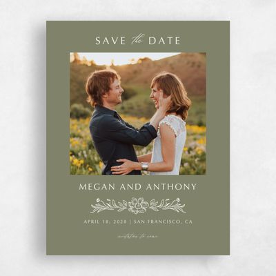 Khaki Green Wedding Save the Date - Pasqual Photo