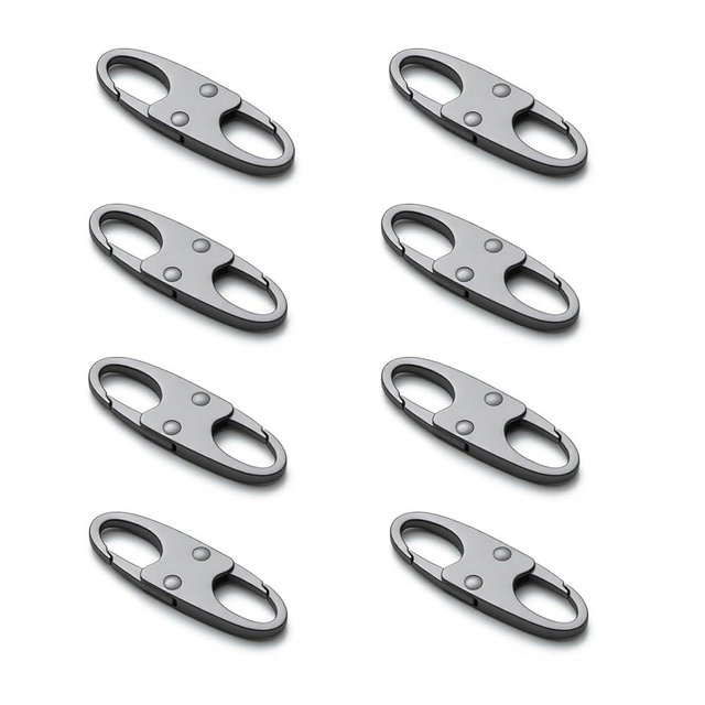 zelin Anti Theft Zipper Clips Double Opening Small Carabiner Clips, 8Pcs Elegant Zinc Alloy Zipper Pull Replacement for Travel, Commuting and Camping (Space Grey)