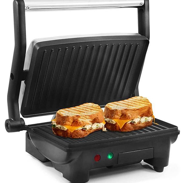 Elite Gourmet EPN-2976# 2-in-1 Nonstick Panini Press & Indoor Grill, Opens 180-Degree Gourmet Sandwich Maker, Floating Hinge Fits All Foods, Contact Grill with Removable Grease Tray