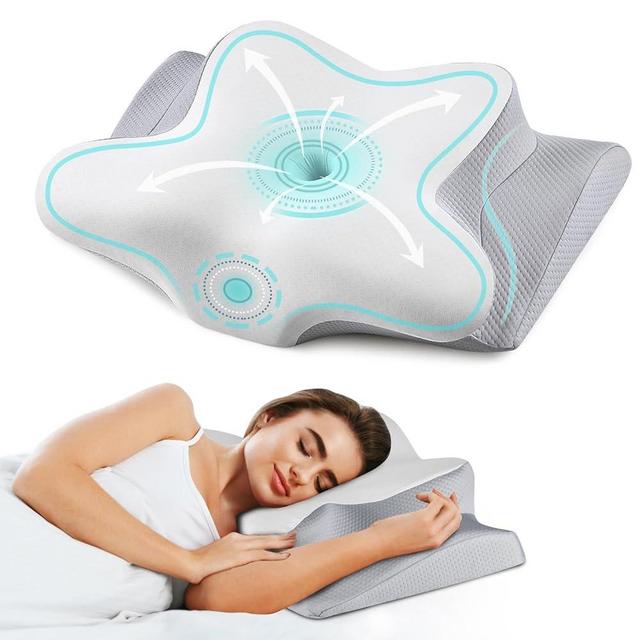 Neck Pillow Cervical Memory Foam Pillows for Pain Relief Sleeping, Ergonomic Pillow for Neck and Shoulder Pain, Orthopedic Contour Bed Pillow for Side, Back & Stomach Sleepers with Cooling Pillowcase