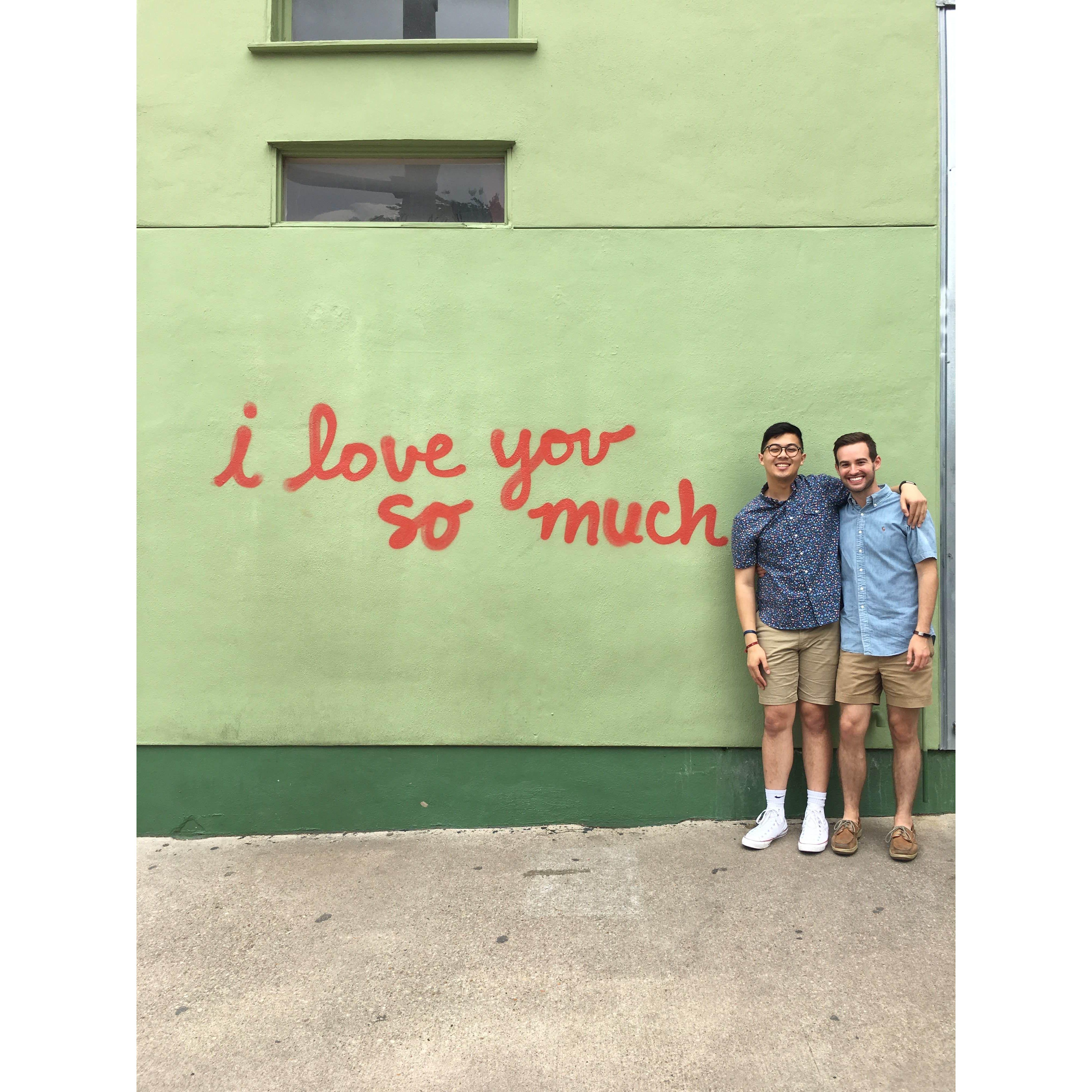Love wall in Austin, TX before Matt went to teach at a summer camp - May 2017