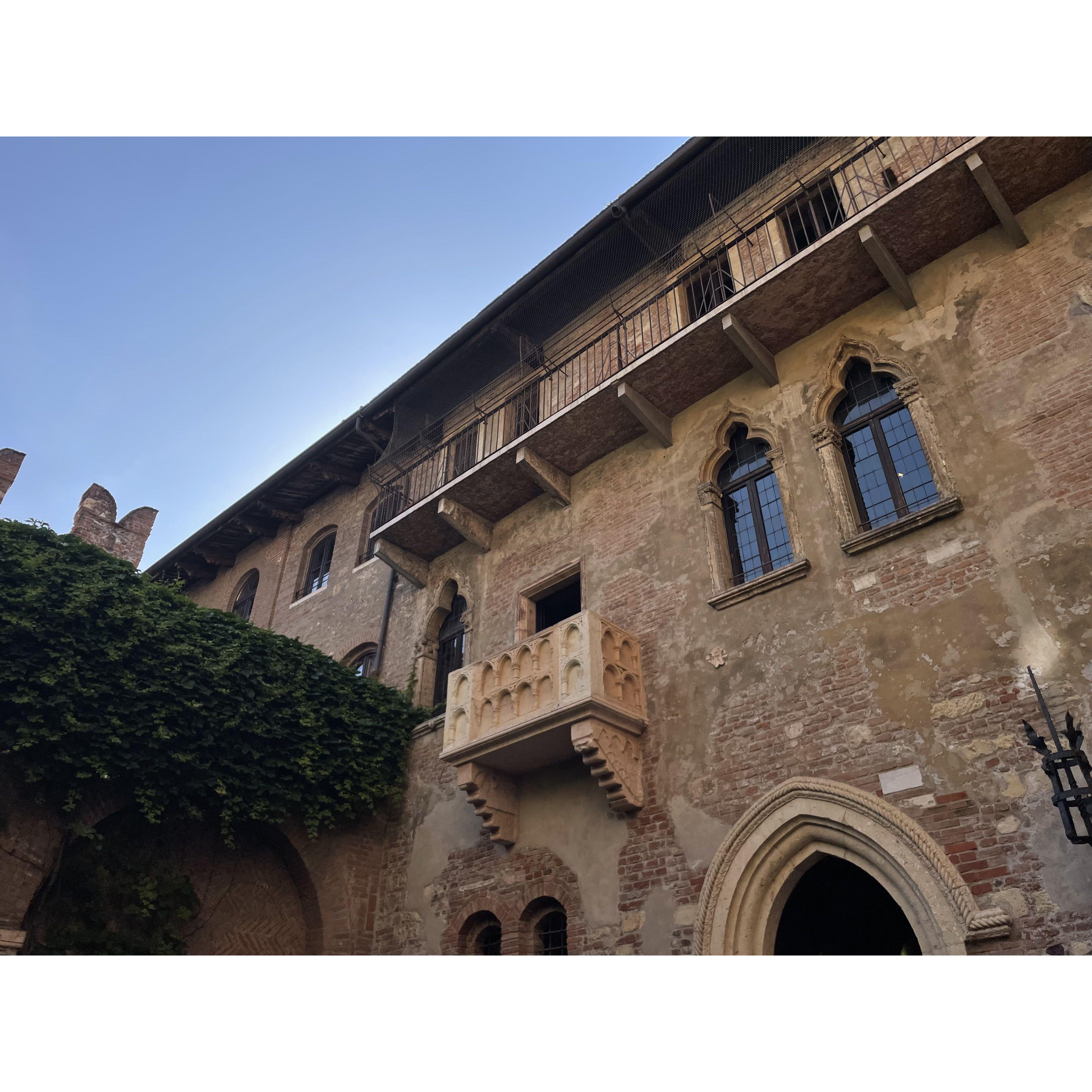 The balcony from Romeo and Juliette in Verona, Italy.