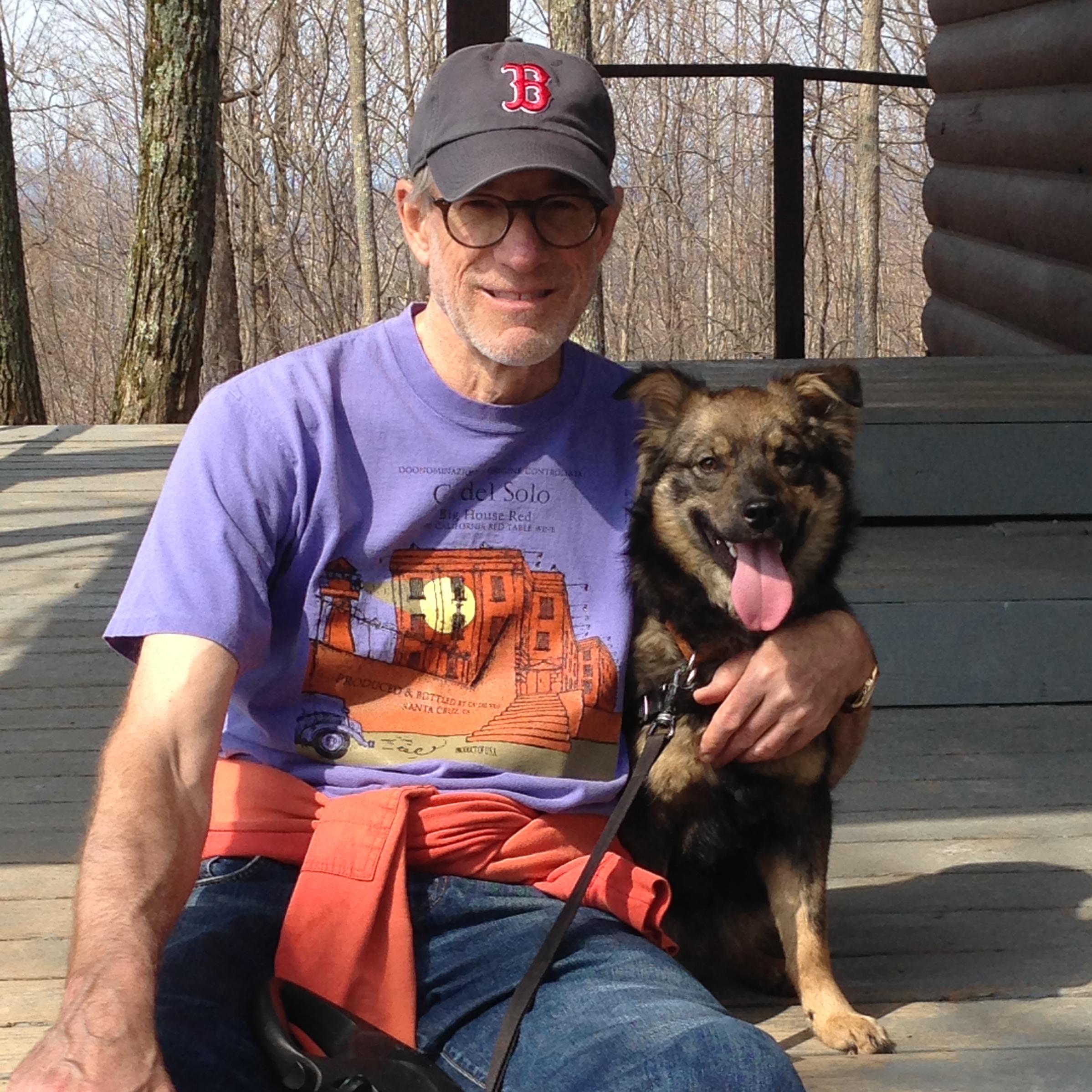 Rick and Porter on top of Mt. Philo, April 2014 a few days after we adopted him.