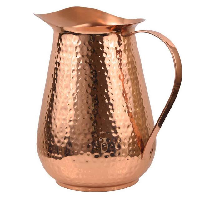 Artisan’s Anvil Copper Pitcher w/Copper Handle, Pure 100% Hammered Vessel, Heavy Duty Copper Jug, Handmade, 70 fl. Oz, Best for Water, Ayurveda, Moscow Mule, Cocktails