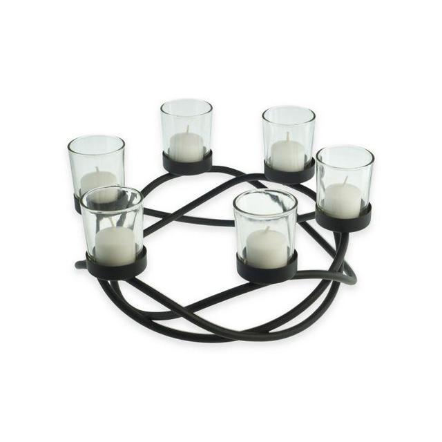 Danya B™ 6-Votive Round Waves Candle Holder in Black