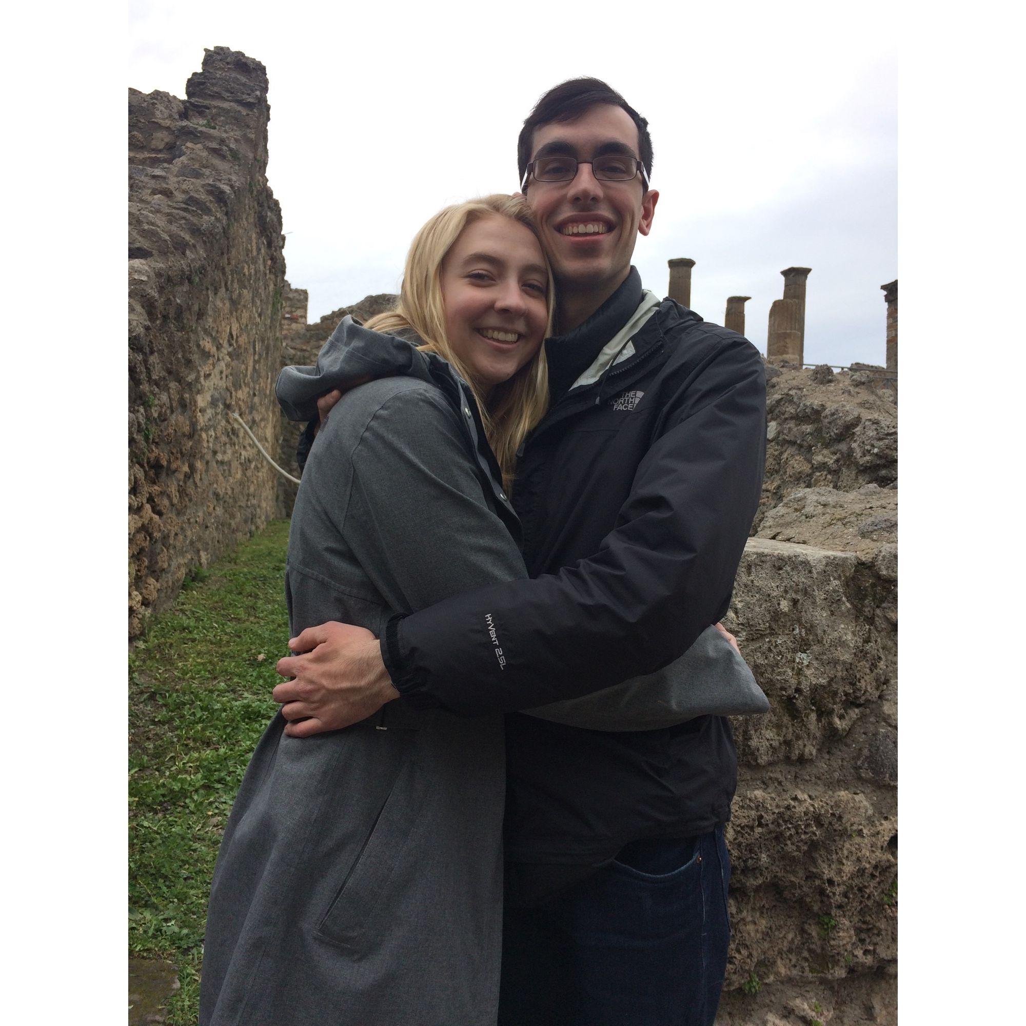 Reuniting after a few months of long distance in Pompeii!