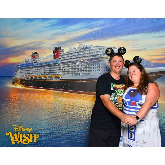 Aboard the Disney WISH after getting engaged August 2022