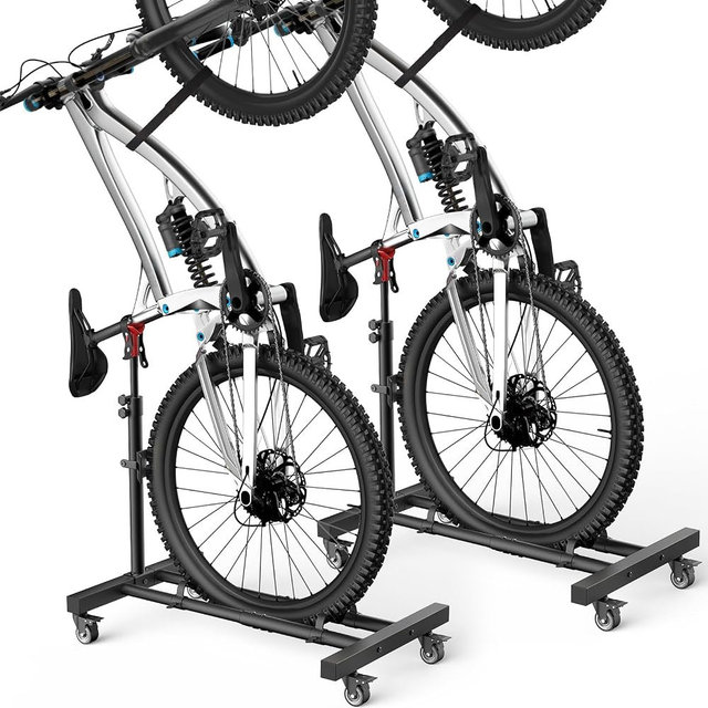 Housolution Vertical Bike Stand with 360°Wheels up to 29", [2 Pack]Adjustable Height, No Drilling holds up to 80lbs, Freestanding Bike Rack for Garage & Apartment, Bike Stand Floor for MTB/Road Bikes