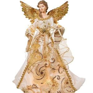Kurt Adler 16-Inch Ivory/Gold Angel Tree Topper