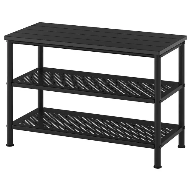 PINNIG Bench with shoe storage, black, 31 1/8 "
